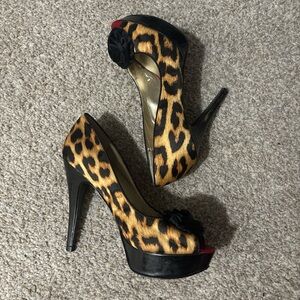 Guess Leopard Print Platform Heels